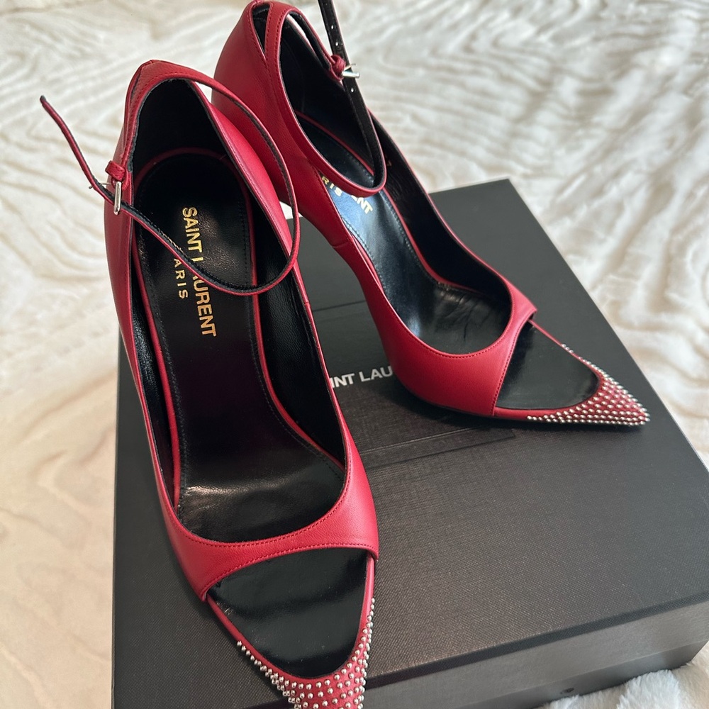 Authentic Saint Laurent Red Studded Heels